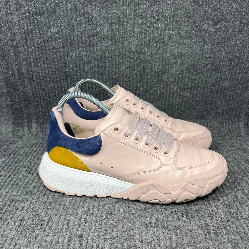 Alexander McQueen Oversized Sneakers Color Block Suede Leather Pink 39 / US 9